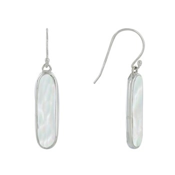 925 Sterling Silver Rectangle Oval Mother-of-Pearl Earrings