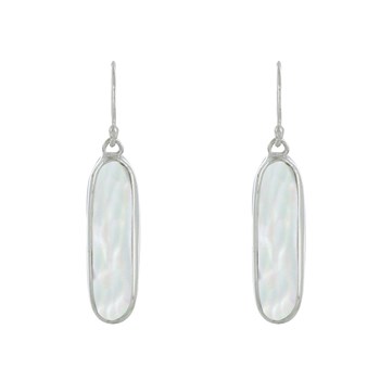 925 Sterling Silver Rectangle Oval Mother-of-Pearl Earrings