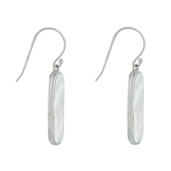 925 Sterling Silver Rectangle Oval Mother-of-Pearl Earrings