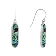 Boucles d'Oreilles Argent 925 Rectangle Ovale de Nacre Abalone
