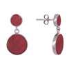 Boucles d'Oreilles Clous Argent et Deux Pastilles Couleur Corail - vue V1