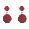 Boucles d'Oreilles Clous Argent et Deux Pastilles Couleur Corail - vue V2