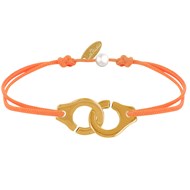 Bracelet Lien Laiton Doré Grandes Menottes - Orange