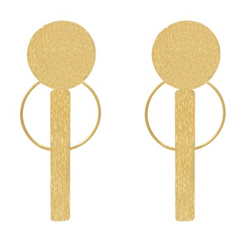 Boucles d'Oreilles Laiton Doré Pastille Cercle et Rectangle