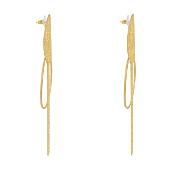 Boucles d'Oreilles Laiton Doré Pastille Cercle et Rectangle