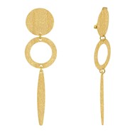 Boucles d'Oreilles Clip Laiton Doré Pastille Anneau et Amande