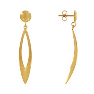 Boucles d'Oreilles Laiton Doré Feuille Ajourée Pliée