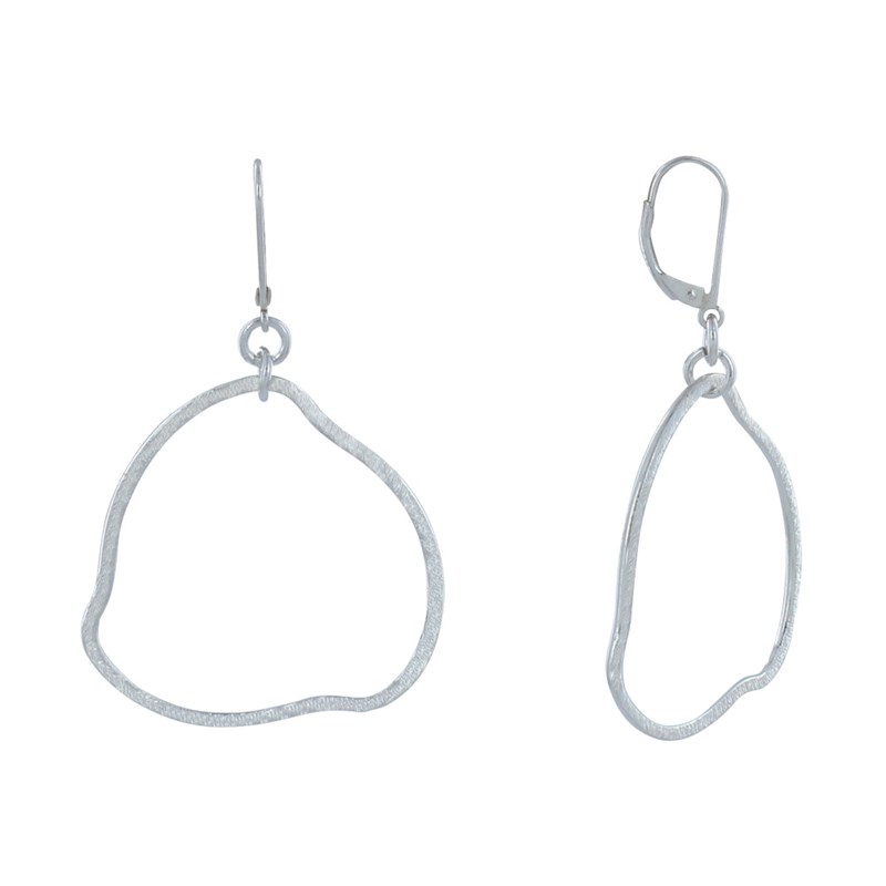 Boucles d'Oreilles Argent Brossé Dormeuse Anneau Déformé