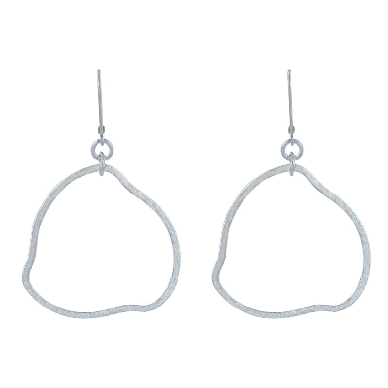 Boucles d'Oreilles Argent Brossé Dormeuse Anneau Déformé - vue 2