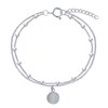 Bracelet Argent Billes Double Chaines et Médaille Ronde - vue V1