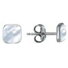 Boucles d'Oreilles Clous Argent Petit Carré de Nacre - vue V1