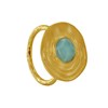 Bague Plaqué Or Médaille Ronde et Demi Perle de Larimar - vue V1