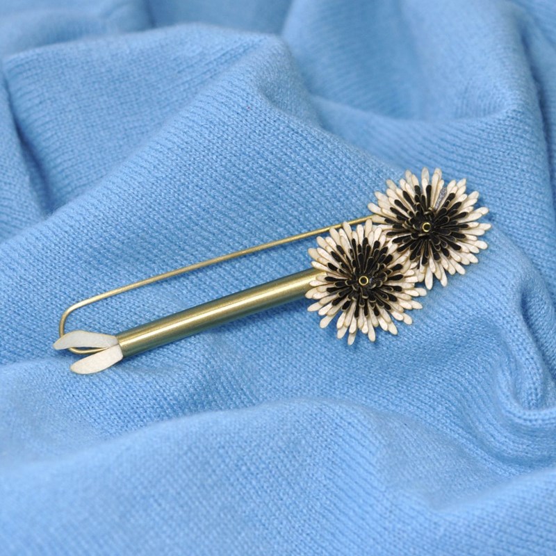 Broche Laiton Tube et Anémones en Cuir - vue 3
