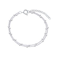 Bracelet Argent 925 Billes Double Chaines