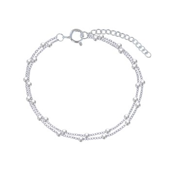 Bracelet Argent 925 Billes Double Chaines