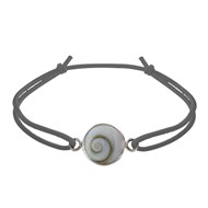 Bracelet Lien Elastique Oeil de Sainte Lucie Rond Argent 925 - Gris