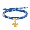 Bracelet Double Tour Lien Coton Bleu et Petit Ange Plaqué Or - vue V1