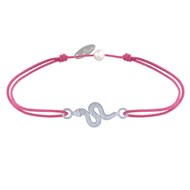 Bracelet Lien Serpent Argent - Fuchsia