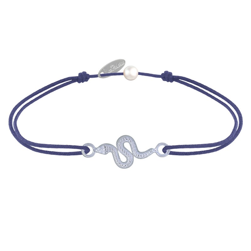 Bracelet Lien Serpent Argent - Bleu Navy