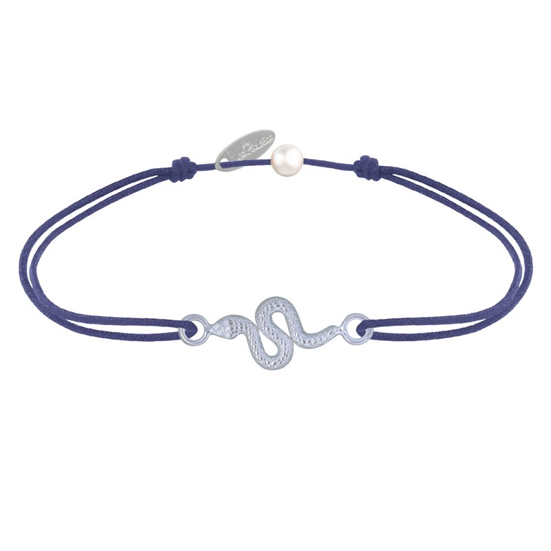Bracelet Lien Serpent Argent 925 - Bleu Navy