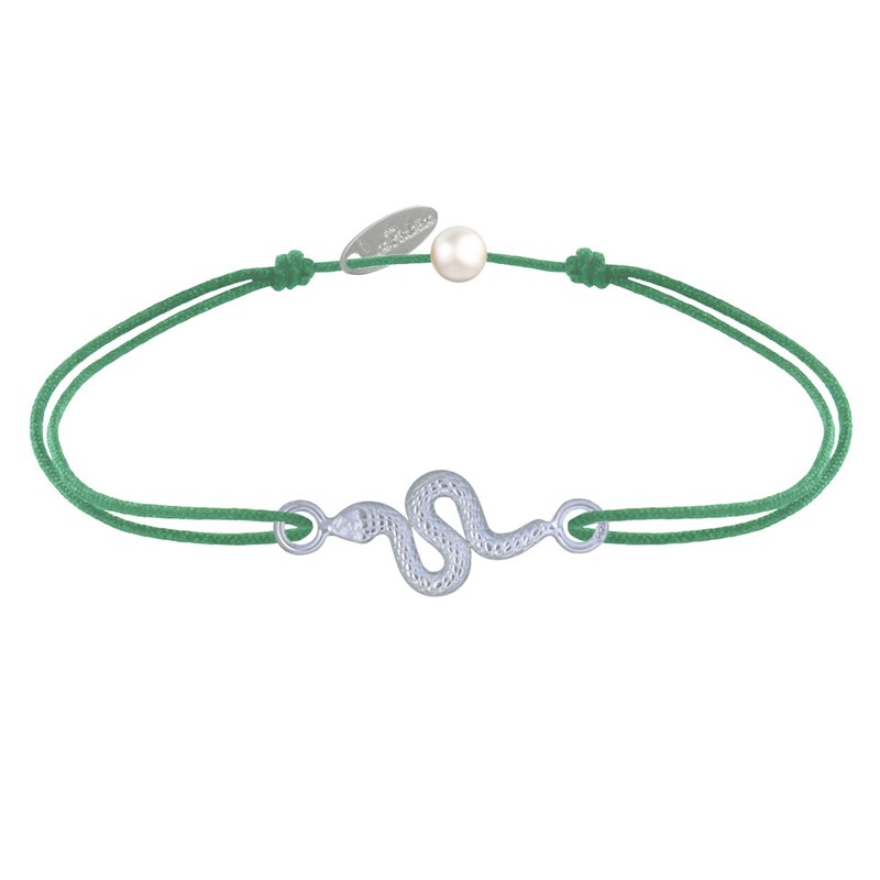 Bracelet Lien Serpent Argent - Vert
