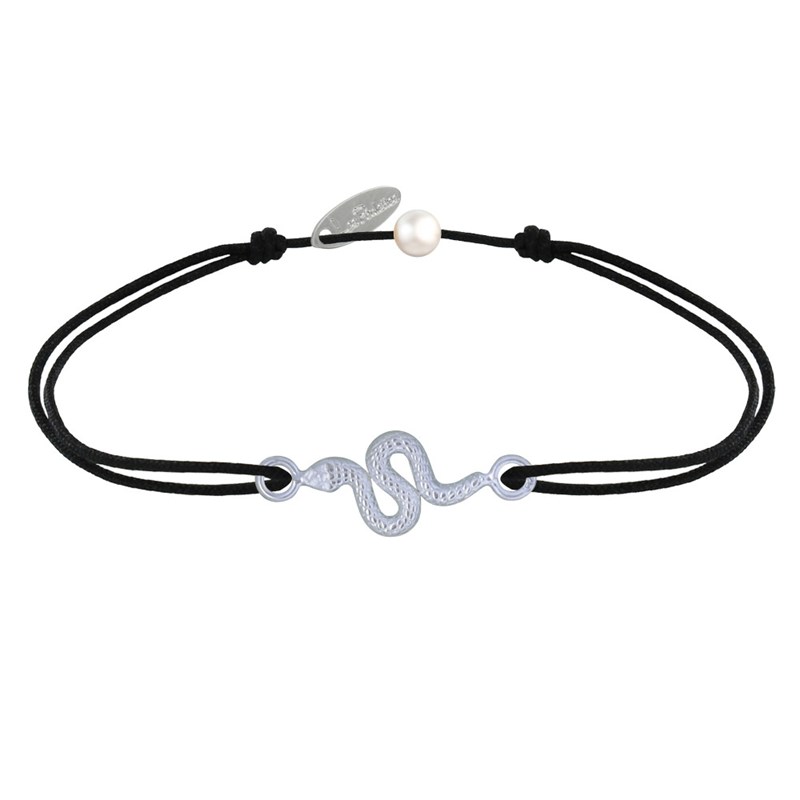 Bracelet Lien Serpent Argent - Noir