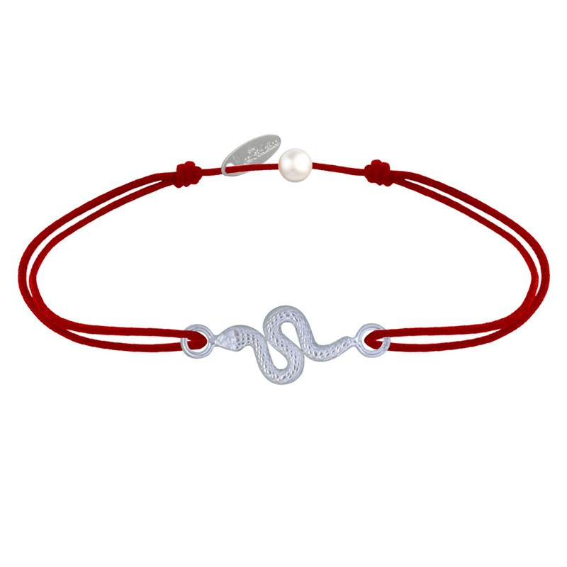 Bracelet Lien Serpent Argent 925 - Rouge