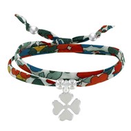Bracelet Double Tour Lien Liberty et Trèfle Argent 925 - Classics - Vert Foncé