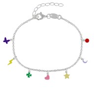 Bracelet Argent 925 Breloques Colorées
