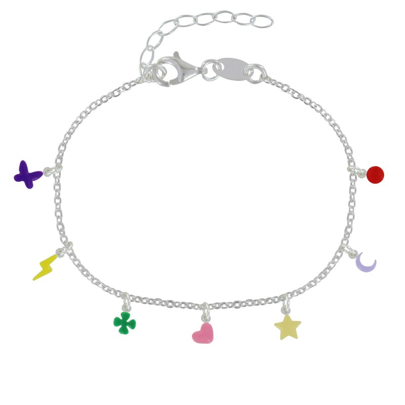 Bracelet Argent 925 Breloques Colorées