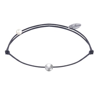925 Zilveren Kleine Parel Schakel Armband - Grijs