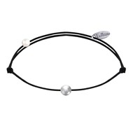 Bracelet Lien Petite Perle Argent - Noir