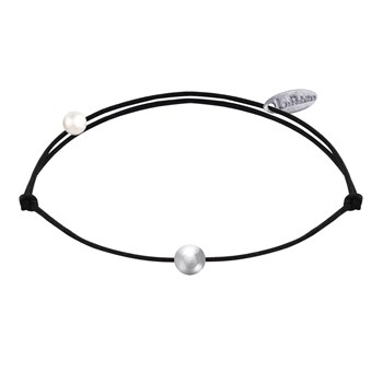 925 Zilveren Kleine Parel Schakel Armband - Zwart