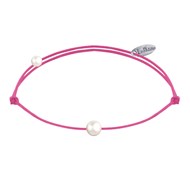 Bracelet Lien Petite Perle Blanche - Fuchsia