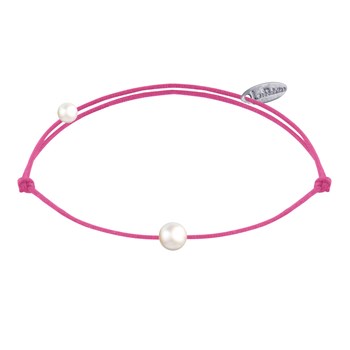 Kleine witte parel schakelarmband - Fuchsia