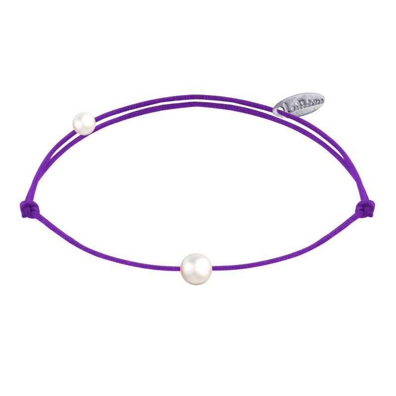 Bracelet Lien Petite Perle Blanche - Violet