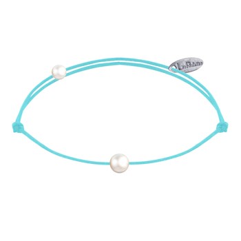 Kleine witte parel schakelarmband - Turkoois