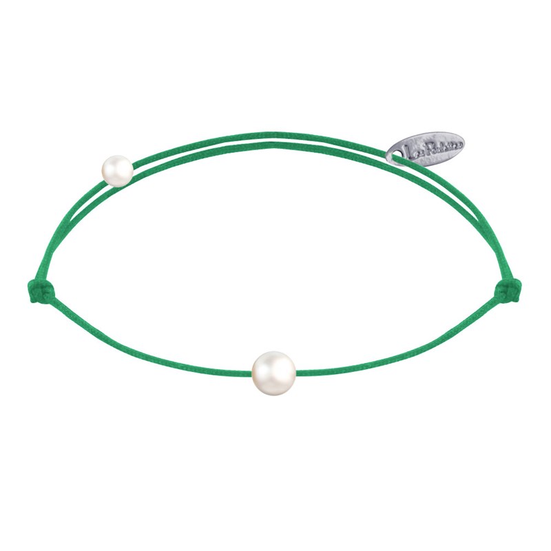 Bracelet Lien Petite Perle Blanche - Vert