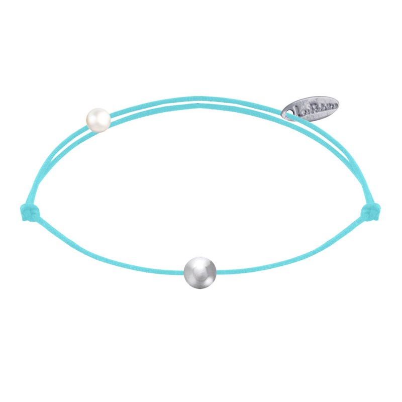 Bracelet Lien Petite Perle Argent - Turquoise