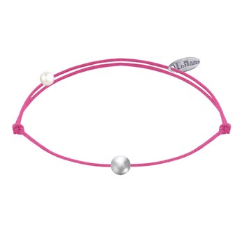 925 Zilveren Kleine Parel Schakel Armband - Fuchsia