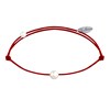 Bracelet Lien Petite Perle Blanche - Rouge - vue V1