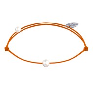 Bracelet Lien Petite Perle Blanche - Orange