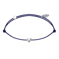 Bracelet Lien Petite Perle Argent - Bleu Navy