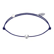 Bracelet Lien Petite Perle Argent 925 - Bleu Navy