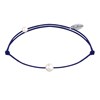 Bracelet Lien Petite Perle Blanche - Bleu Navy - vue V1