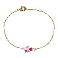 Bracelet Plaqué Or 7 Strass Ronds - Rose