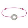 Bracelet Lien Argent 925 Médaille Porte Chance et Strass - Classics - Fuchsia - vue V1