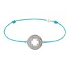 Bracelet Lien Argent 925 Médaille Porte Chance et Strass - Classics - Turquoise - vue V1