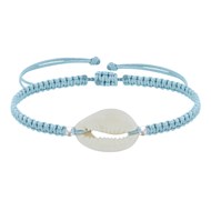 Bracelet Argent Cauris Lien Tréssé - Bleu ciel