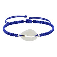 Bracelet Argent 925 Cauris Lien Tréssé - Bleu